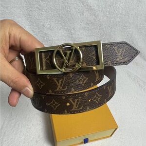 Louis Vuitton Monogram Belt with Gold Accent